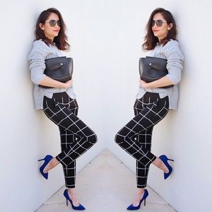 Trendy Navy Grid Pants